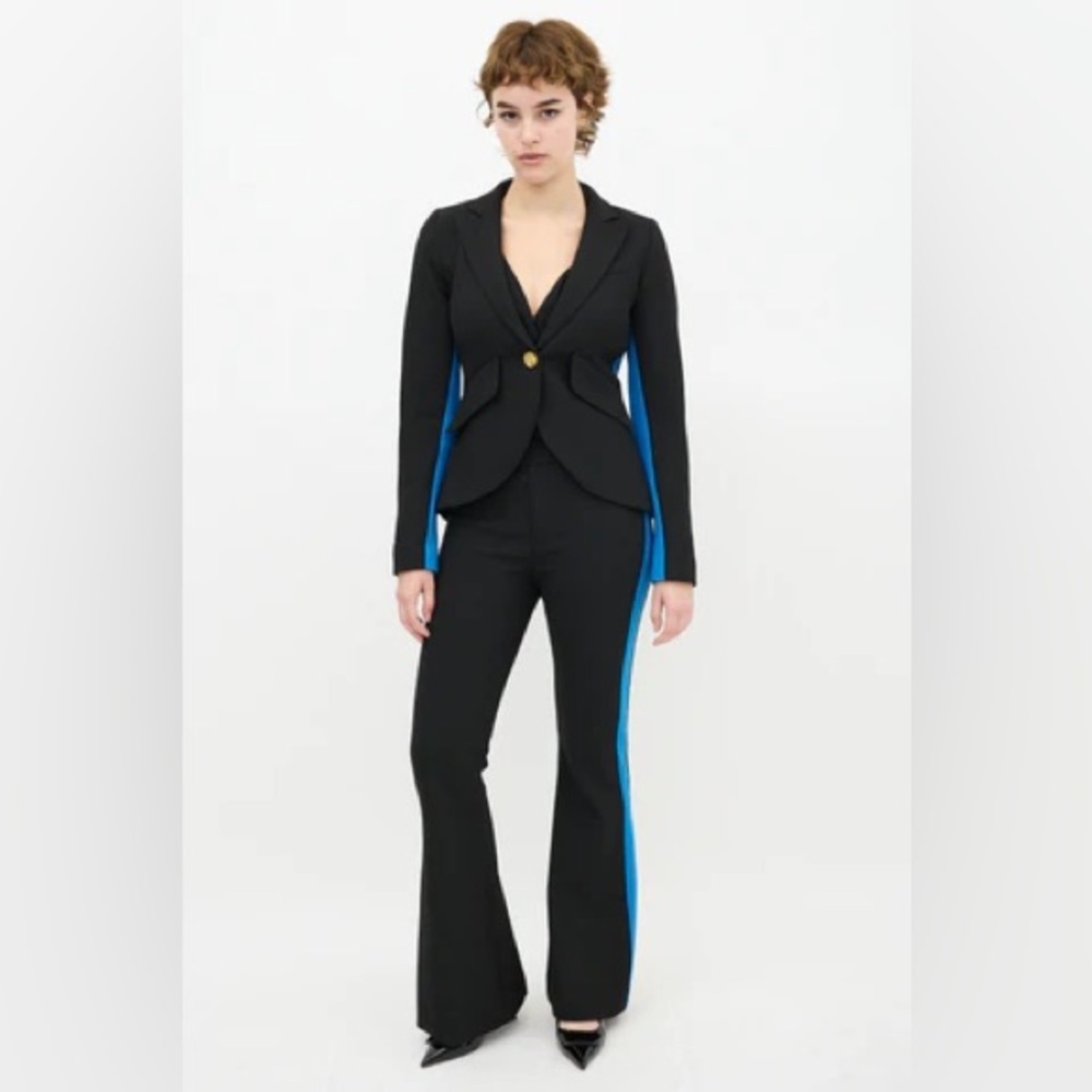 Smythe / NWT One Button Tux Stripe Blazer cobalt black 2 - Picture 4 of 10